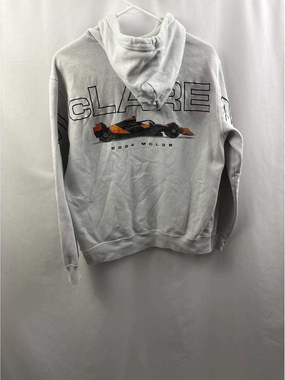 Hollister McLaren Hoodie Mens Small Light White Gray Formula 1 Sweatshirt - Picture 5 of 8